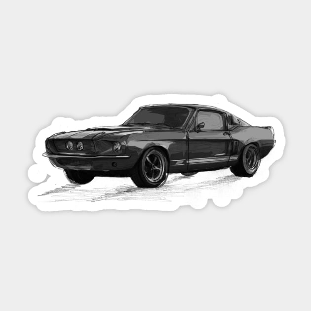 Classic Mustang Grey Sticker by jdm1981
